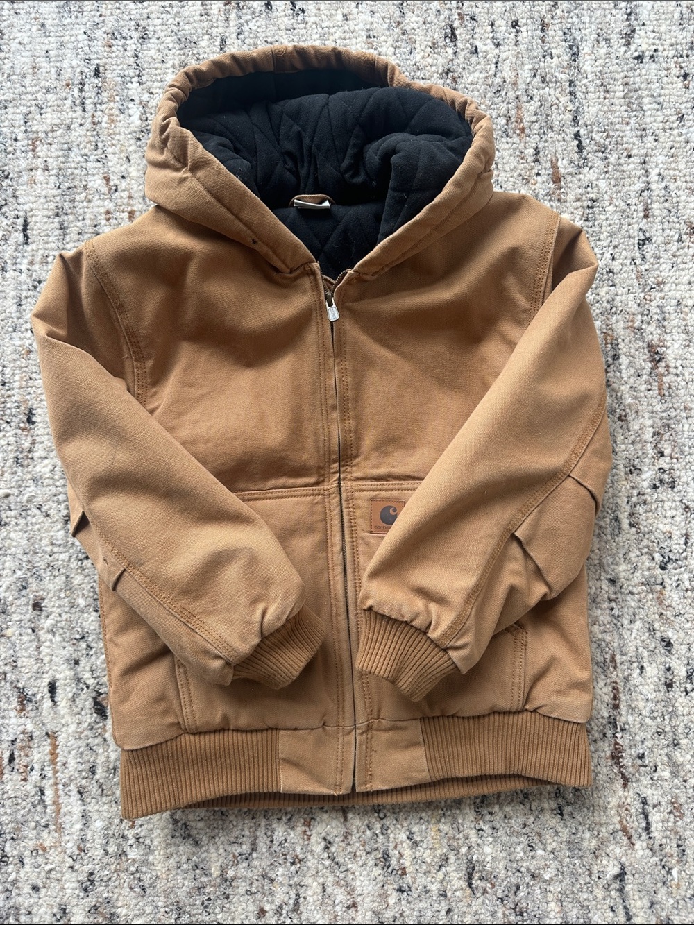 Carhartt Kids Carhartt Brown Hooded Zip Jacket with Black Lining